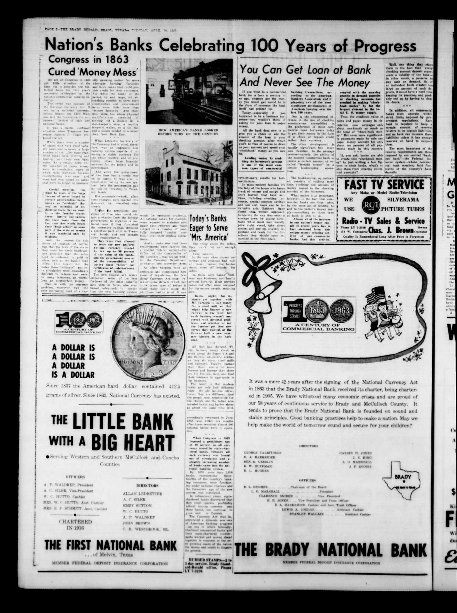 The Brady Herald (Brady, Tex.), Vol. 20, No. 24, Ed. 1 Tuesday, April 30, 1963
                                                
                                                    [Sequence #]: 2 of 8
                                                