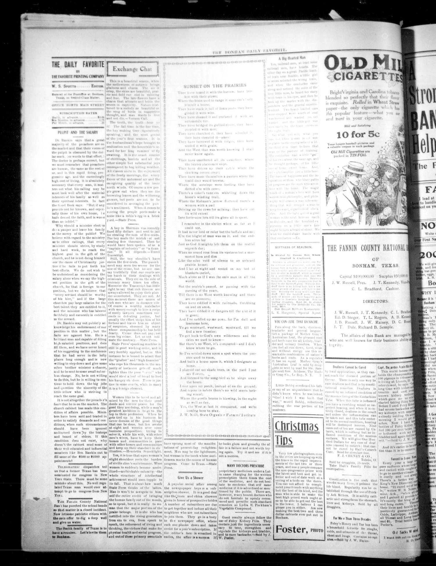 The Bonham Daily Favorite (Bonham, Tex.), Vol. 13, No. 80, Ed. 1 Thursday, October 27, 1910
                                                
                                                    [Sequence #]: 2 of 4
                                                