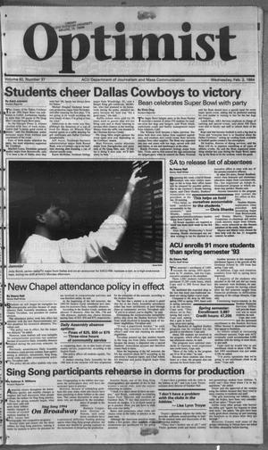 The Optimist (Abilene, Tex.), Vol. 82, No. 37, Ed. 1, Wednesday, February 2, 1994