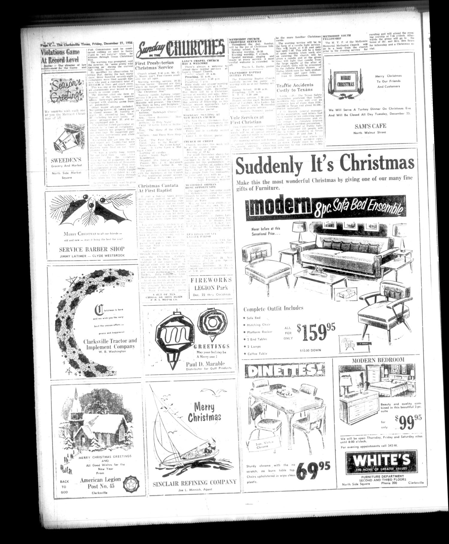 The Clarksville Times (Clarksville, Tex.), Vol. 83, No. 51, Ed. 1 Friday, December 21, 1956
                                                
                                                    [Sequence #]: 4 of 16
                                                
