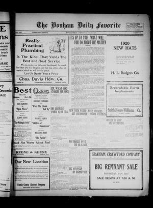 The Bonham Daily Favorite (Bonham, Tex.), Vol. 22, No. 147, Ed. 1 Wednesday, January 21, 1920