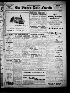 The Bonham Daily Favorite (Bonham, Tex.), Vol. 20, No. 181, Ed. 1 Thursday, February 28, 1918
