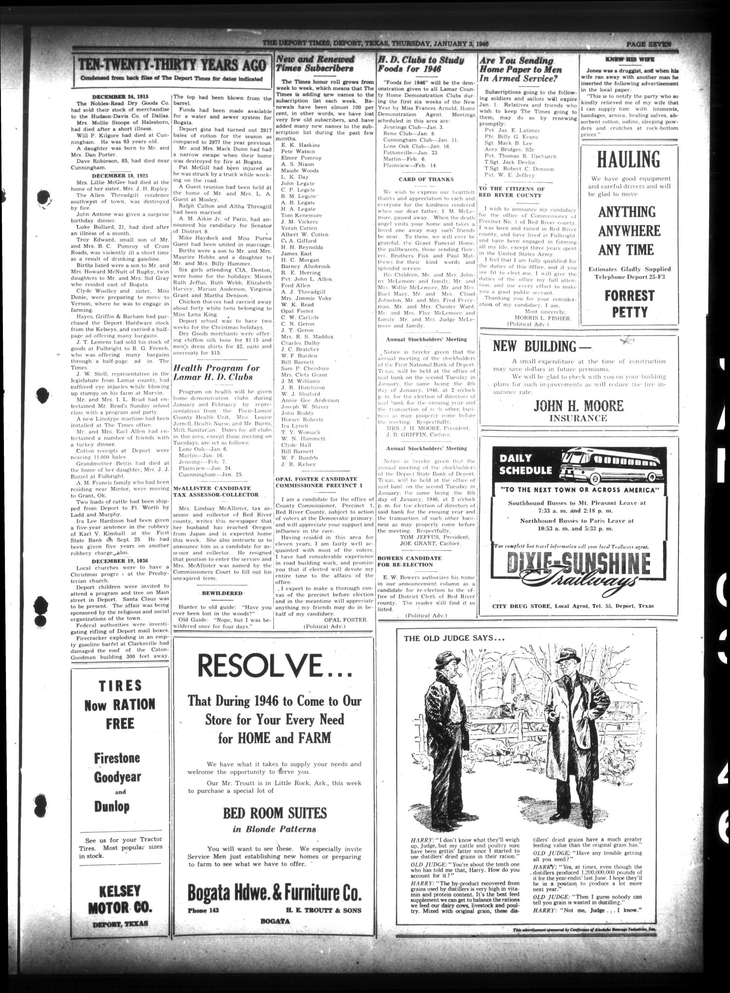 The Deport Times (Deport, Tex.), Vol. 37, No. 48, Ed. 1 Thursday, January 3, 1946
                                                
                                                    [Sequence #]: 7 of 8
                                                