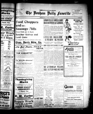 The Bonham Daily Favorite (Bonham, Tex.), Vol. 18, No. 100, Ed. 1 Saturday, November 27, 1915