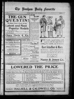 Primary view of object titled 'The Bonham Daily Favorite (Bonham, Tex.), Vol. 15, No. 100, Ed. 1 Friday, November 22, 1912'.