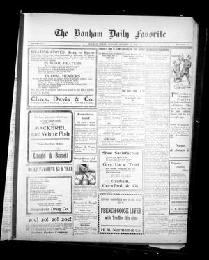 Primary view of object titled 'The Bonham Daily Favorite (Bonham, Tex.), Vol. 13, No. 66, Ed. 1 Tuesday, October 11, 1910'.