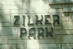 Primary view of object titled '[Zilker Monument Sign]'.