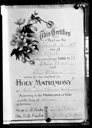 Primary view of object titled '[Photograph of a Wedding Certificate]'.