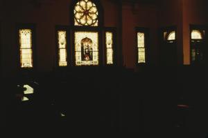 [First United Methodist Church, (Christ under the Rose Window)]