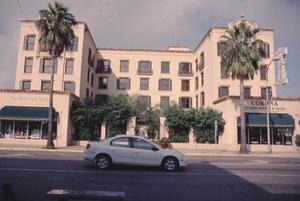 [Cortez Hotel (now Villa de Cortez), (front of hotel (east) showing patio)]