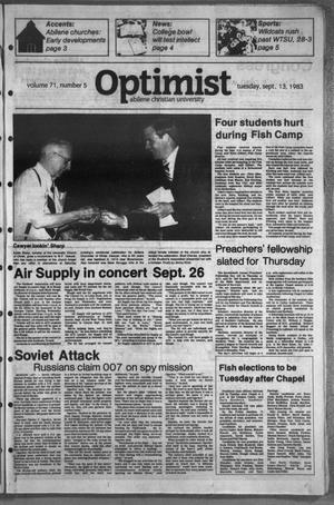 The Optimist (Abilene, Tex.), Vol. 71, No. 5, Ed. 1, Tuesday, September 13, 1983
