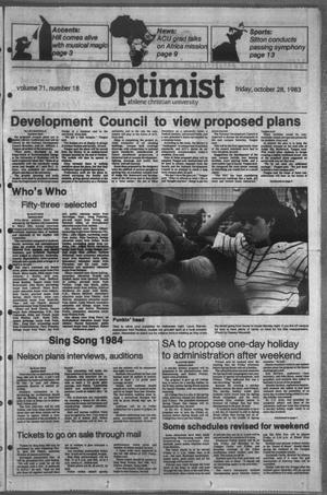 The Optimist (Abilene, Tex.), Vol. 71, No. 18, Ed. 1, Friday, October 28, 1983