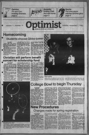 Primary view of The Optimist (Abilene, Tex.), Vol. 71, No. 19, Ed. 1, Tuesday, November 1, 1983