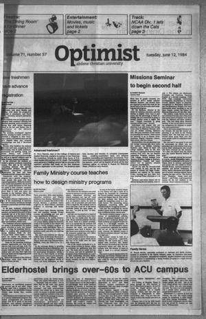 The Optimist (Abilene, Tex.), Vol. 71, No. 57, Ed. 1, Tuesday, June 12, 1984