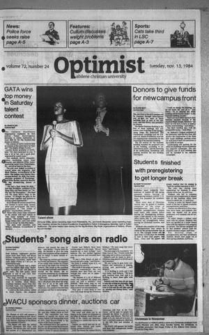 The Optimist (Abilene, Tex.), Vol. 72, No. 24, Ed. 1, Tuesday, November 13, 1984