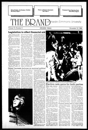 The Brand of Hardin-Simmons University (Abilene, Tex.), Vol. 74, No. 5, Ed. 1, Wednesday, November 12, 1986