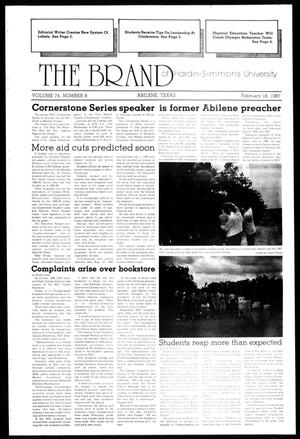The Brand of Hardin-Simmons University (Abilene, Tex.), Vol. 74, No. 8, Ed. 1, Wednesday, February 18, 1987