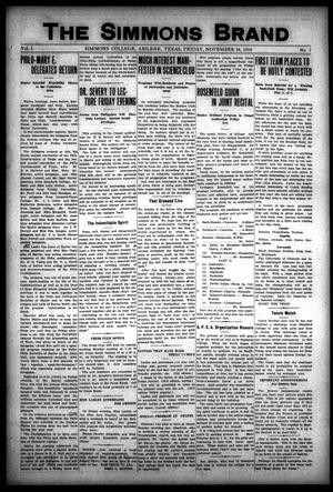 The Simmons Brand (Abilene, Tex.), Vol. 1, No. 7, Ed. 1, Friday, November 24, 1916