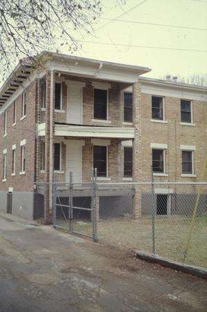[Markeen Apartments, (looking SE from alley at rear of Daggett St Building)]