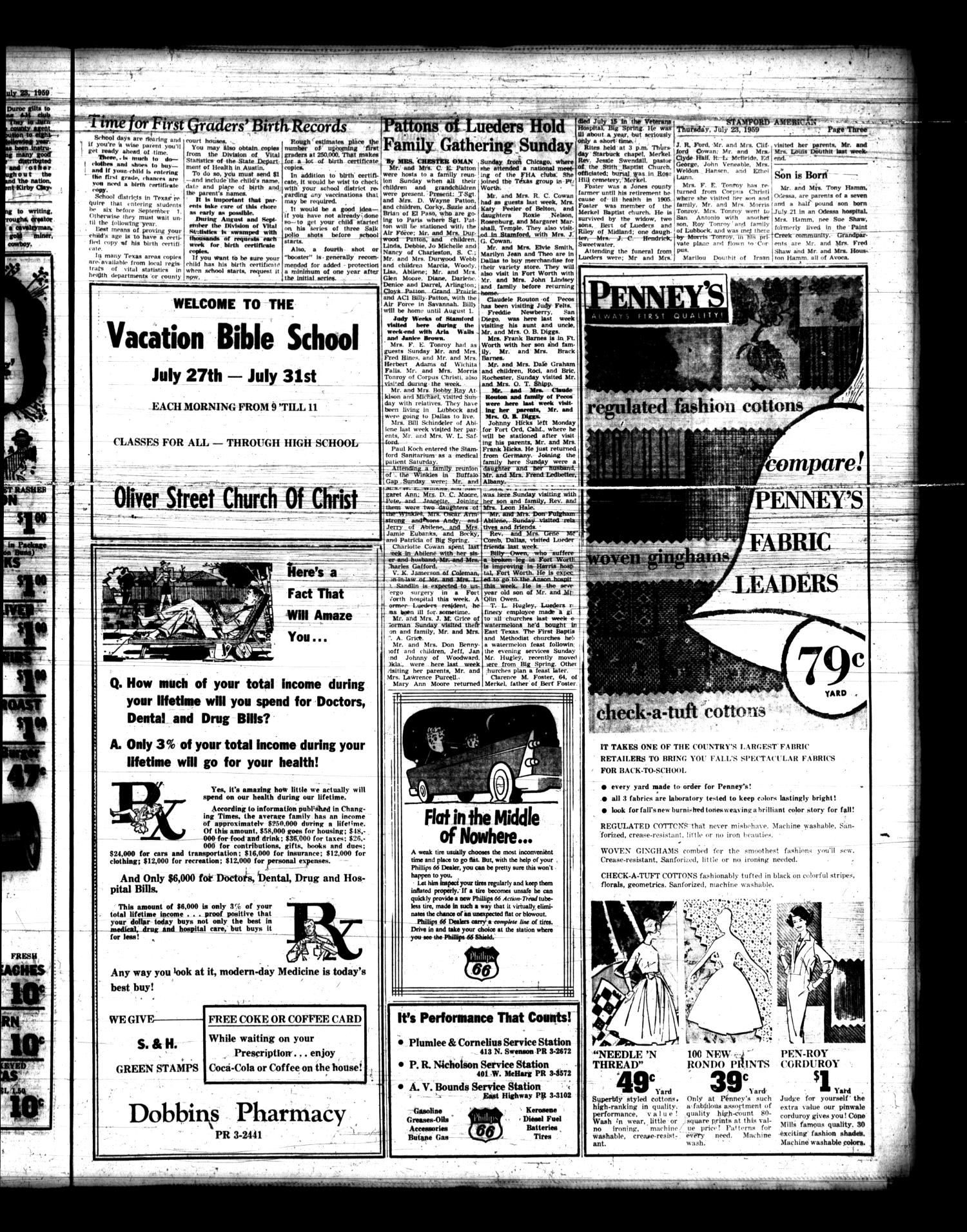 Stamford American and The Stamford Leader (Stamford, Tex.), Vol. 36, No. 21, Ed. 1 Thursday, July 23, 1959
                                                
                                                    [Sequence #]: 3 of 14
                                                