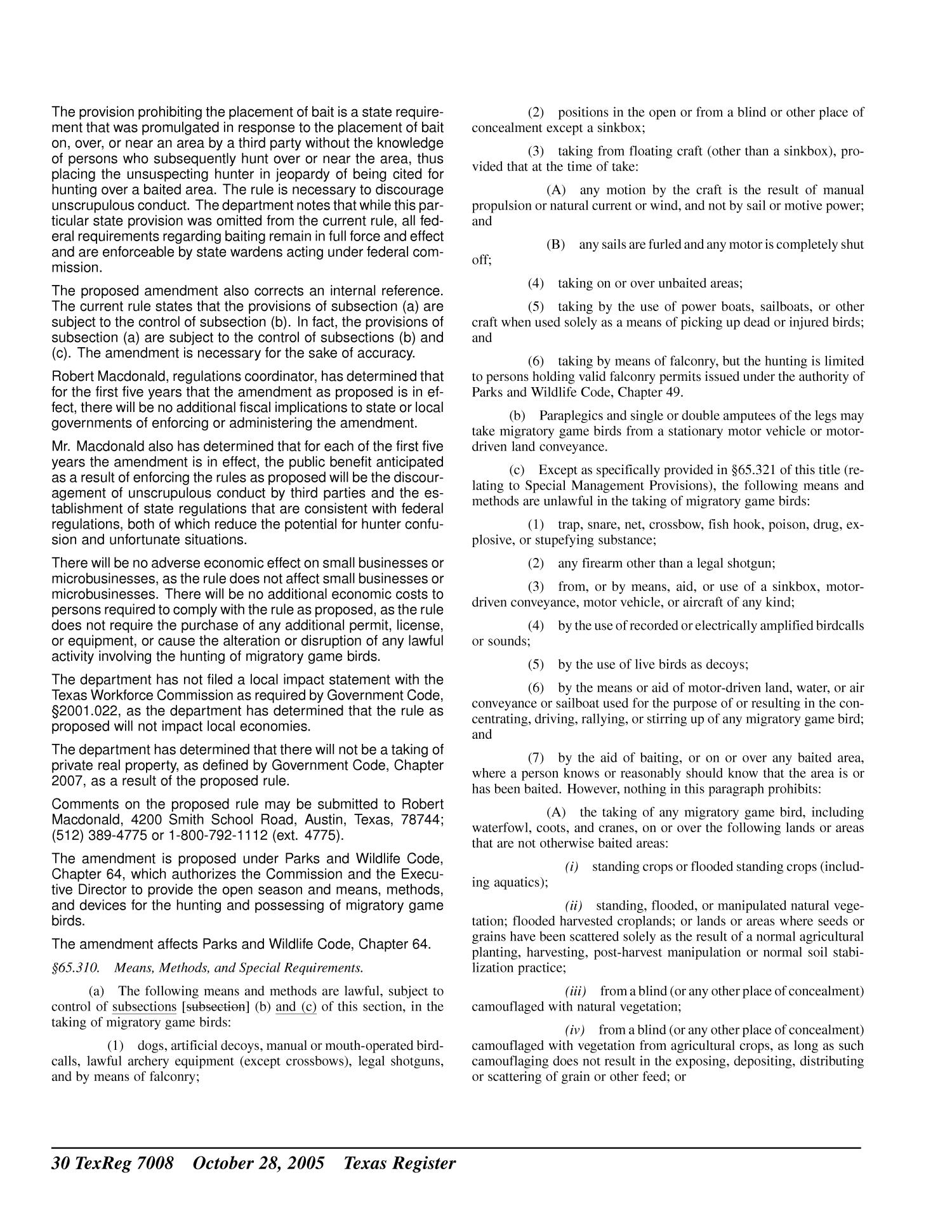 Texas Register, Volume 30, Number 43, Pages 6973-7094, October 28, 2005
                                                
                                                    7008
                                                