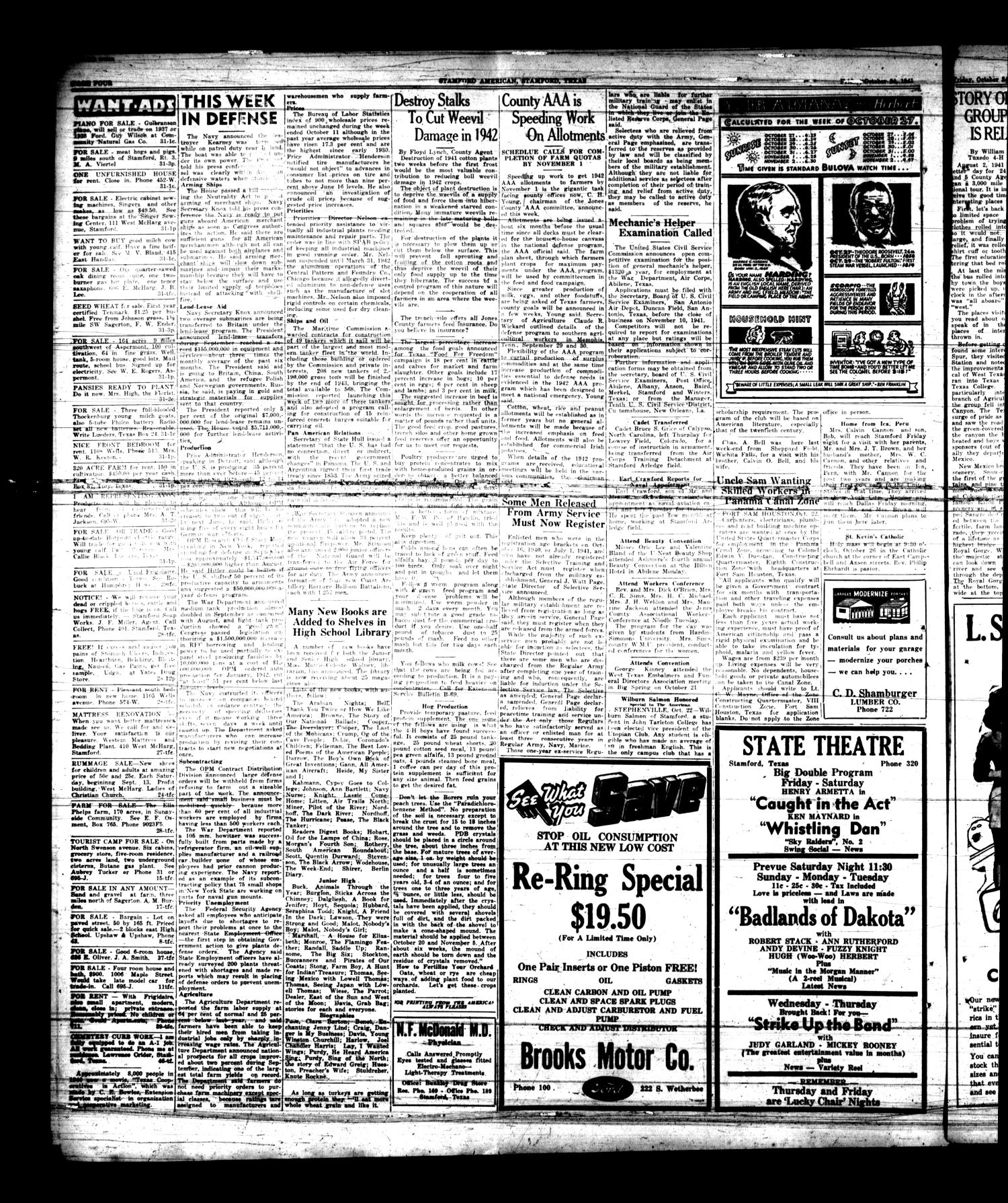 Stamford American (Stamford, Tex.), Vol. 18, No. 31, Ed. 1 Tuesday, October 21, 1941
                                                
                                                    [Sequence #]: 4 of 8
                                                