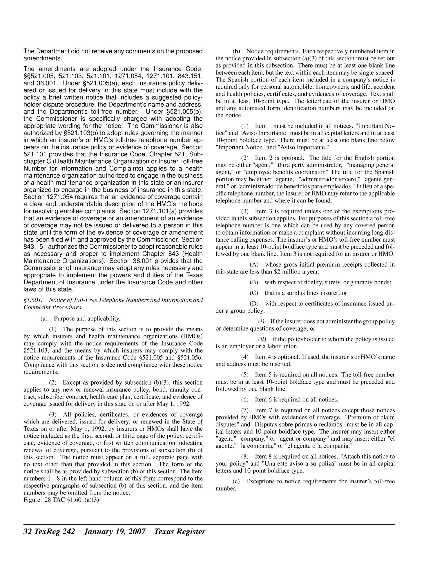 Texas Register, Volume 32, Number 3, Pages 215-274, January 19, 2007
                                                
                                                    242
                                                