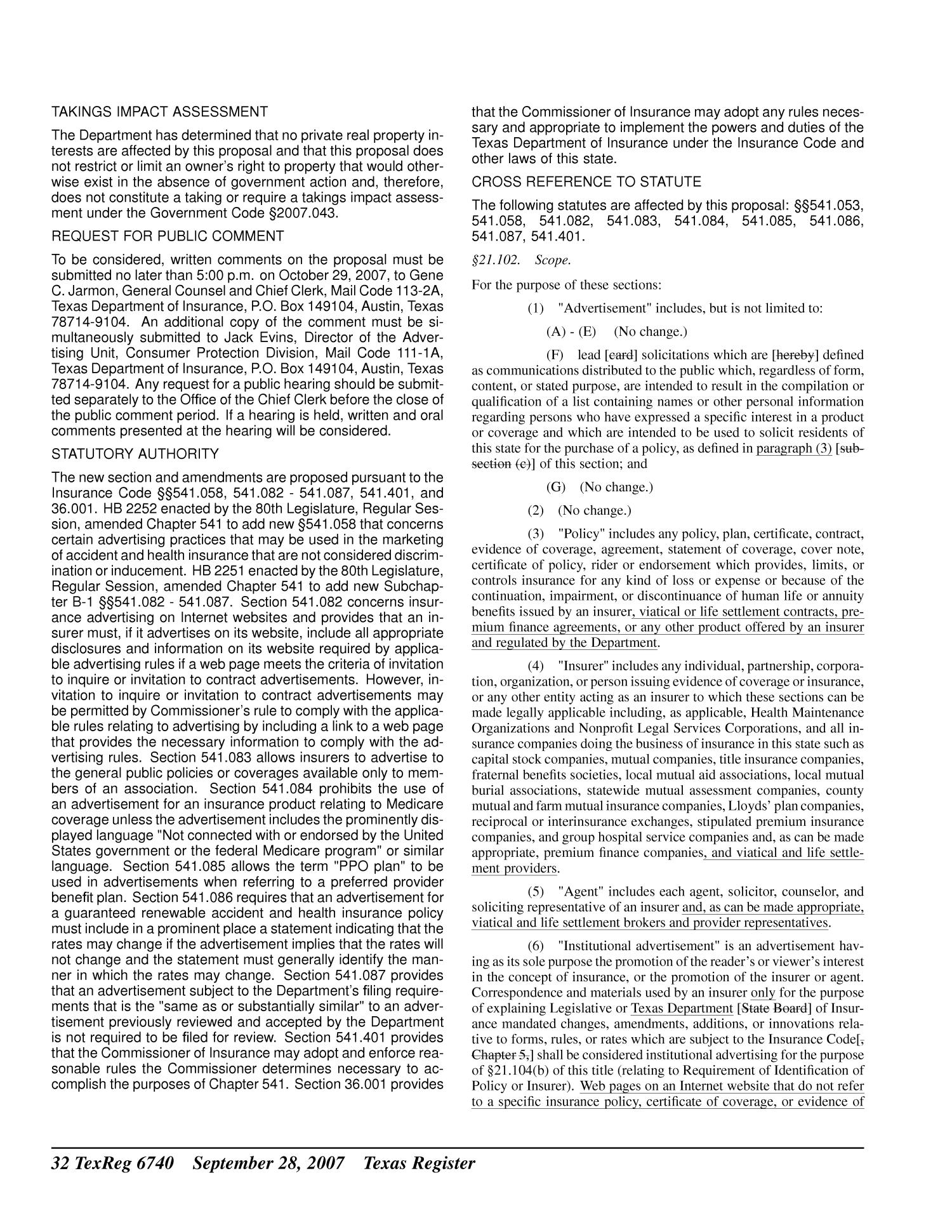 Texas Register, Volume 32, Number 39, Pages 6689-6904, September 28, 2007
                                                
                                                    6740
                                                