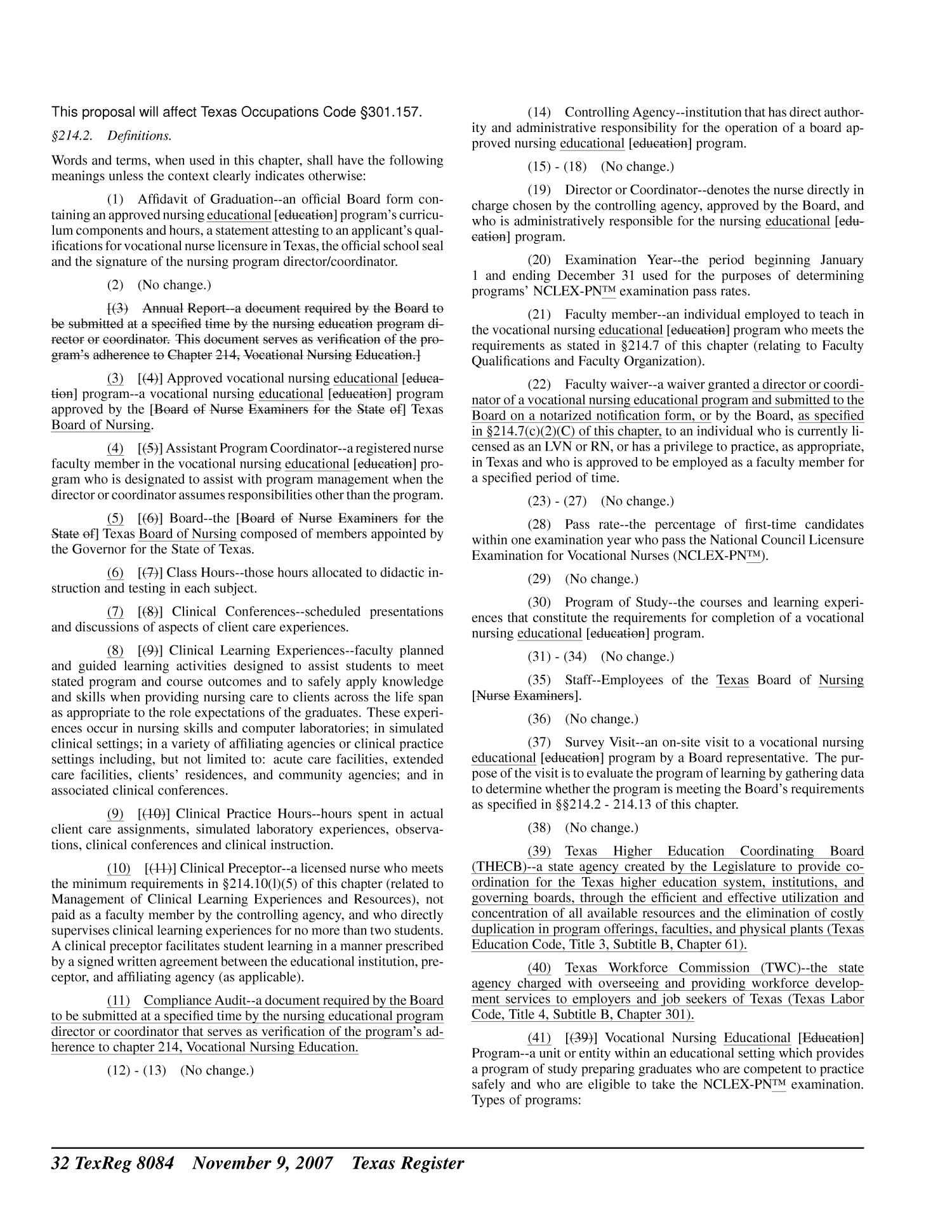 Texas Register, Volume 32, Number 45, Pages 8061-8222, November 9, 2007
                                                
                                                    8084
                                                
