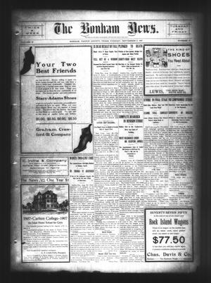 Primary view of object titled 'The Bonham News. (Bonham, Tex.), Vol. 42, No. 37, Ed. 1 Tuesday, September 3, 1907'.