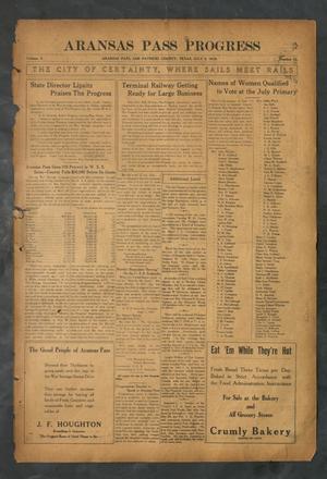 Primary view of object titled 'Aransas Pass Progress (Aransas Pass, Tex.), Vol. 10, No. 13, Ed. 1 Friday, July 5, 1918'.