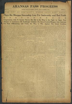Primary view of object titled 'Aransas Pass Progress (Aransas Pass, Tex.), Vol. 7, No. 27, Ed. 1 Friday, October 8, 1915'.