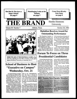 The Brand (Abilene, Tex.), Vol. 80, No. 7, Ed. 1, Tuesday, October 20, 1992