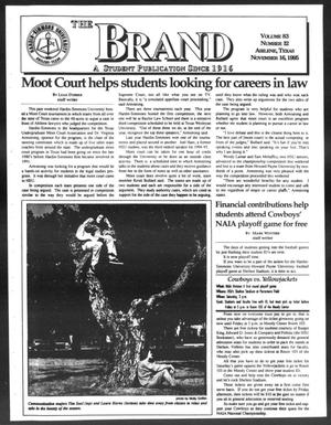 Primary view of object titled 'The Brand (Abilene, Tex.), Vol. 83, No. 12, Ed. 1, Thursday, November 16, 1995'.