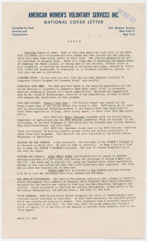 [National Cover Letter: American Women's Voluntary Services, March 10, 1945]