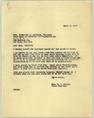 [Letter from Mrs. Kempner to Mrs. Whitlock, April 9, 1945]