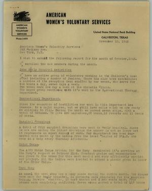 [Report from American Women's Voluntary Services Chairman, November 10, 1945]