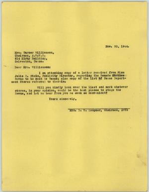 [Letter from Mrs. Kempner to Mrs. Williamson, November 20, 1944]