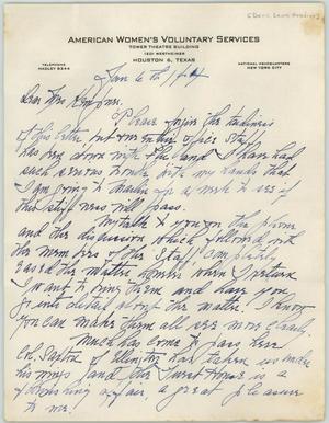 [Letter from Mrs. Davis to Mrs. Kempner, January 6, 1944]