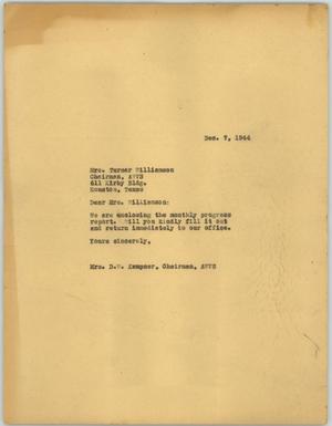 [Letter from Mrs. Kempner to Mrs. Williamson, December 7, 1944]