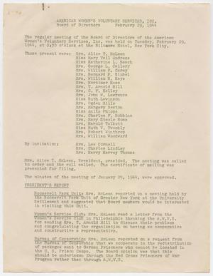 [Meeting Minutes: American Women's Voluntary Services, February 29, 1944]