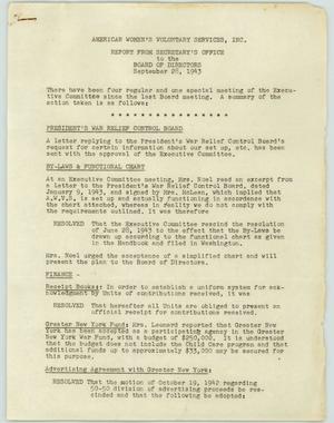 AWVS Secretary's Office Monthly Report: September 1943