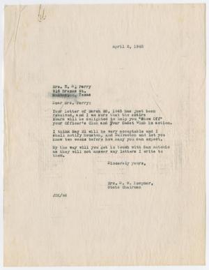 [Letter from Mrs. Kempner to Mrs. Perry, April 2, 1945]