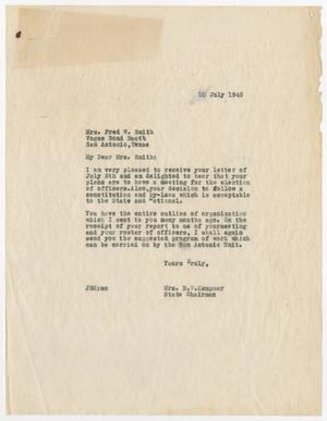 [Letter from Mrs. Kempner to Mrs. Smith, July 10, 1945]
