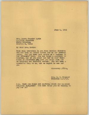 Primary view of object titled '[Letter from Mrs. Kempner to Mrs Davis, June 5, 1944]'.