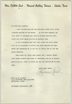 [Letter from Mrs. Reed to Mrs. Kempner, September 18, 1945]