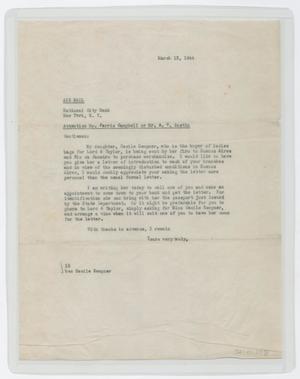 Primary view of object titled '[Letter from Isaac to Mr. Campbell/Mr. Austin, March 13, 1944]'.
