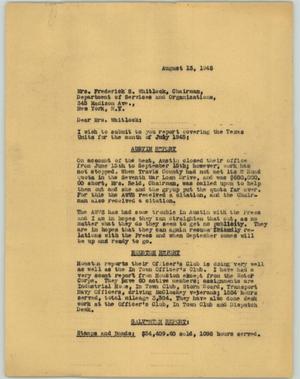 Primary view of object titled '[Letter from Mrs. Kempner to Mrs. Whitlock, August 13, 1945]'.