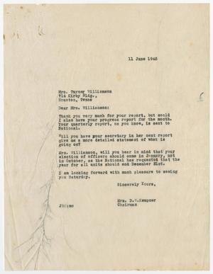 [Letter from Mrs. Kempner to Mrs. Williamson, June 11, 1945]
