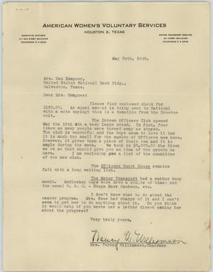 [Letter from Mrs. Williamson to Mrs. Kempner, May 30, 1945]
